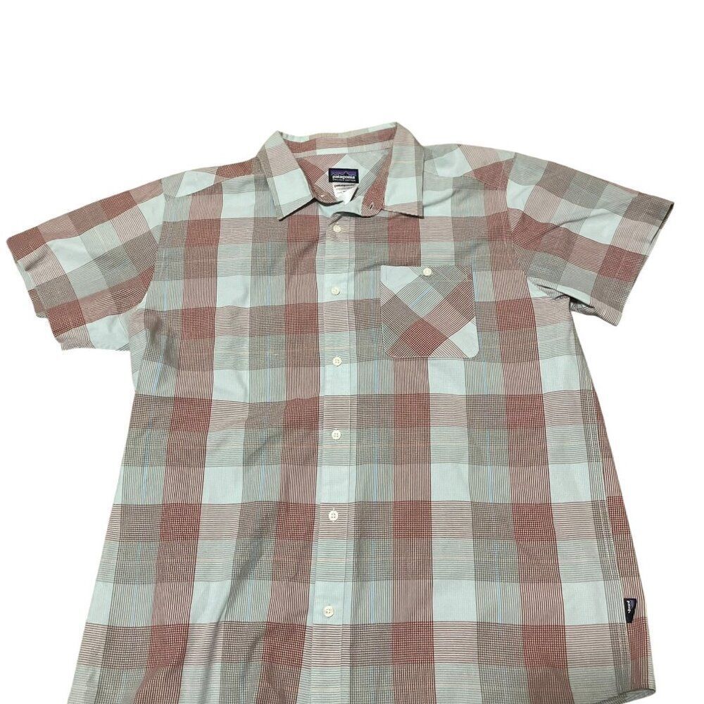 Patagonia Go-To Shirt 52691SP15 Red Gray Plaid Short Sleeve Men's Sz XL